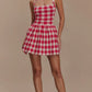 HALTER GINGHAM PRINT MINI DRESS