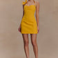 3-D FLORAL MUSTARD DRESS