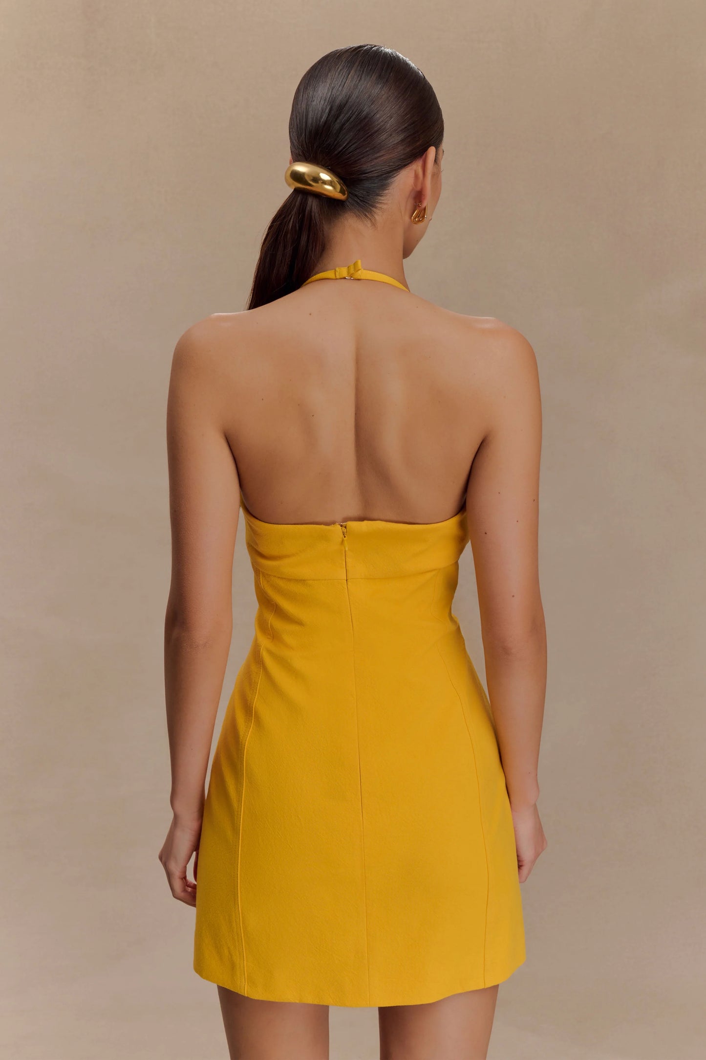 3-D FLORAL MUSTARD DRESS