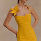 3-D FLORAL MUSTARD DRESS
