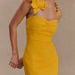 3-D FLORAL MUSTARD DRESS