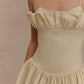 CREAM FRILL COTTON MINI DRESS
