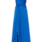 BLUE SATIN TIE KNOT GOWN
