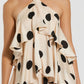POLKA CASCADE RUFFLE MAXI DRESS