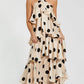 POLKA CASCADE RUFFLE MAXI DRESS