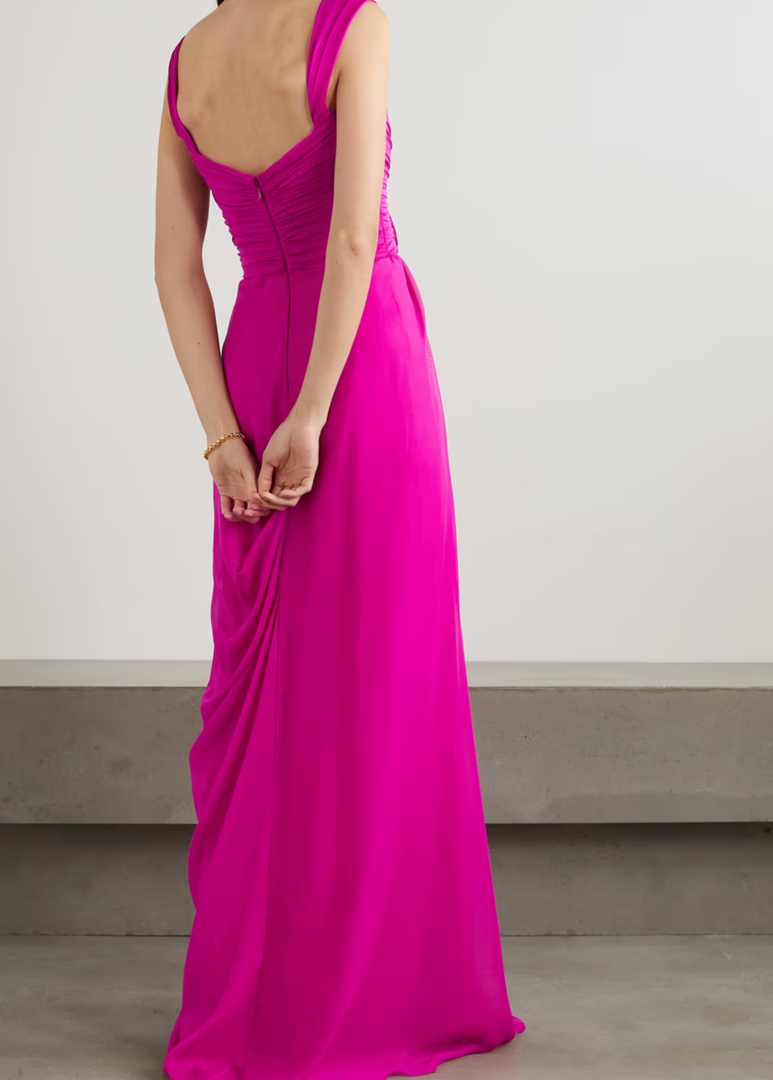Rami Al Ali Flowy Evening Gown with Draped Top - District 5 Boutique