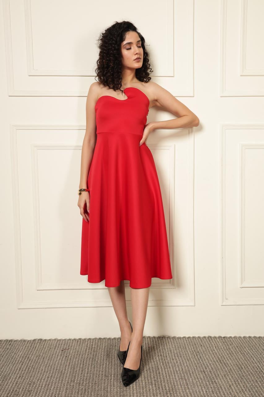 RED LONG LIYA MIDI DRESS