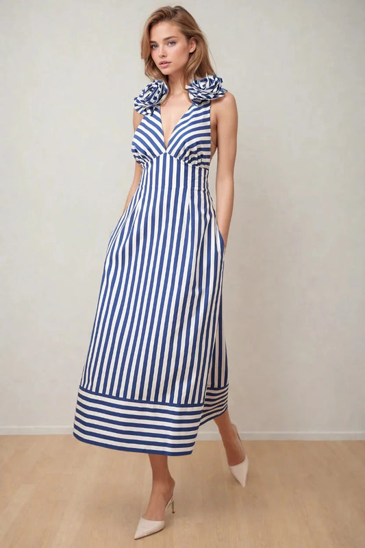 BREEZY STRIP LONG DRESS