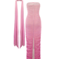BLUSH AURA RUCHED MESH MAXI DRESS