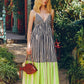 NEON RIVIERA COLORBLOCK STRIPED MAXI DRESS