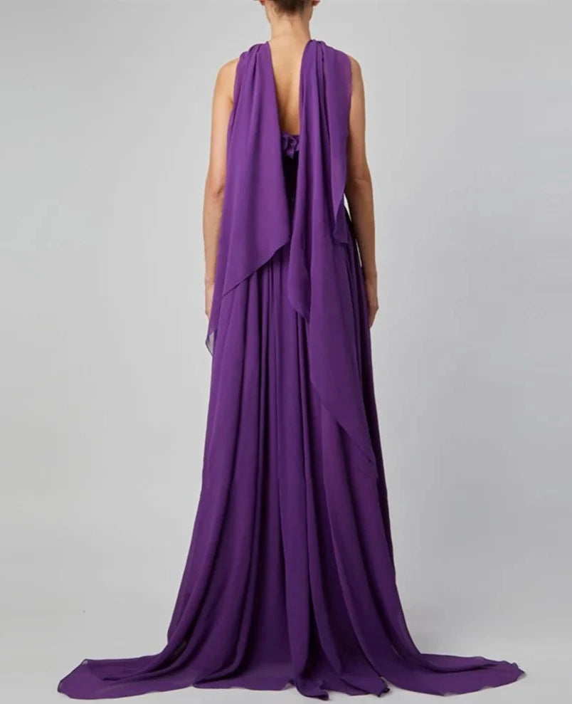 RUFFLED SLIP EVENING DRESS GOWN