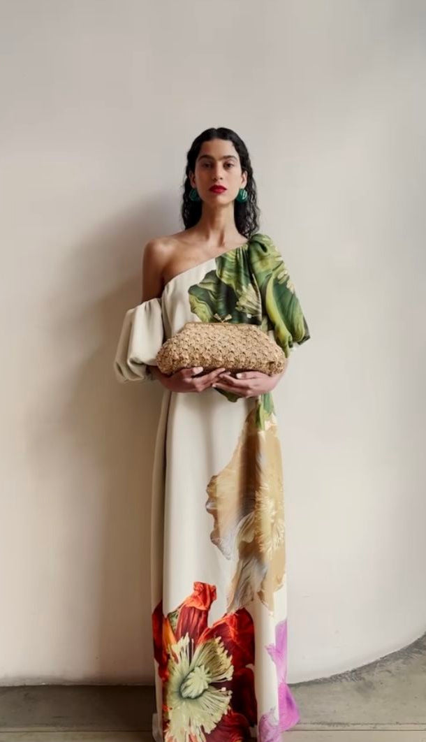 FLORAL ABSTRACT PRINT MAXI GOWN