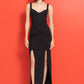 BLACK DOUBLE-SPLIT MAXI DRESS