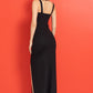 BLACK DOUBLE-SPLIT MAXI DRESS