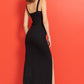 BLACK DOUBLE-SPLIT MAXI DRESS