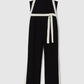 BLACK & WHITE TRIM BELTED JUMPSUIT