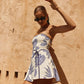 TROPICAL BLOOM STRAPLESS MINI DRESS