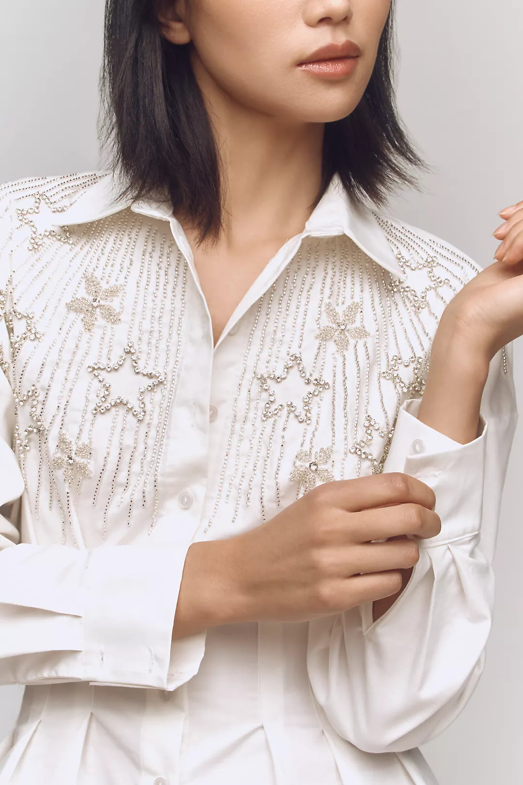 PLEATED STAR COTTON SHIRT