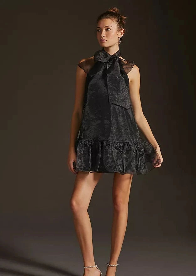 ORGANZA BOW NECK MINI DRESS