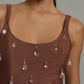 LUVIA BROWN BEADED MINI DRESS