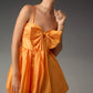 TANGERINE SILK BOW DRESS