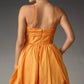 TANGERINE SILK BOW DRESS