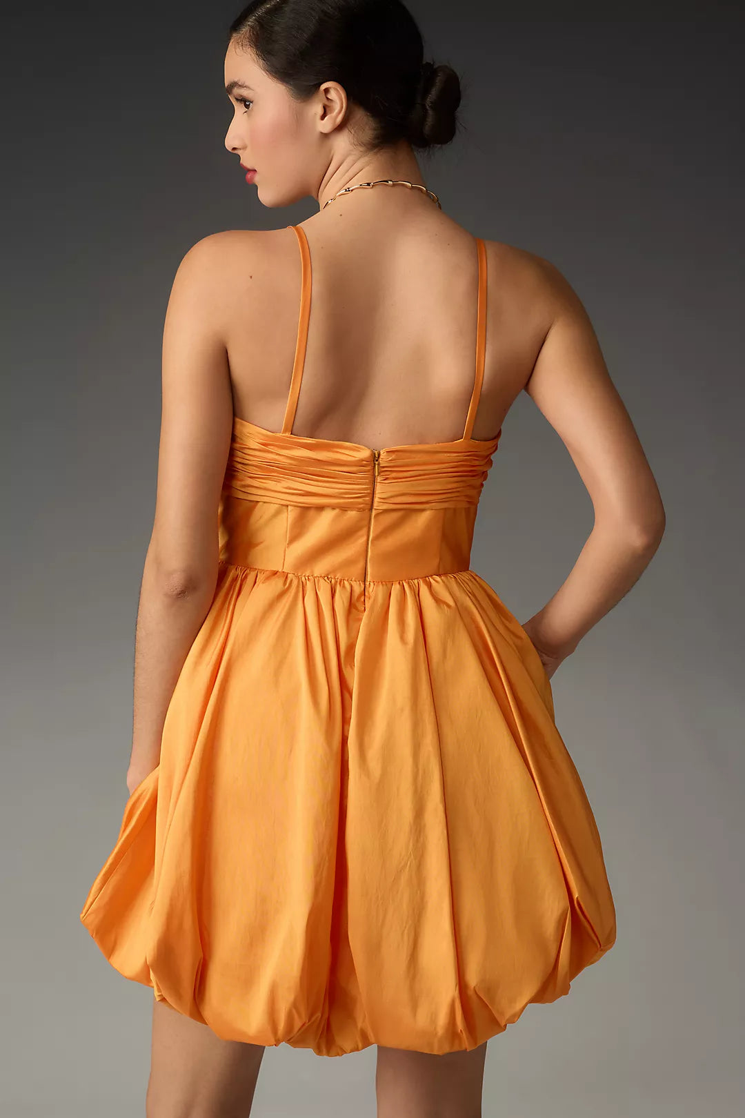 TANGERINE SILK BOW DRESS