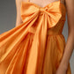 TANGERINE SILK BOW DRESS