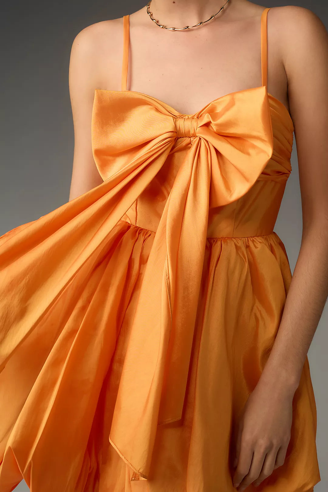 TANGERINE SILK BOW DRESS