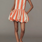 TANGERINE STRIPES MINI BUBBLE DRESS