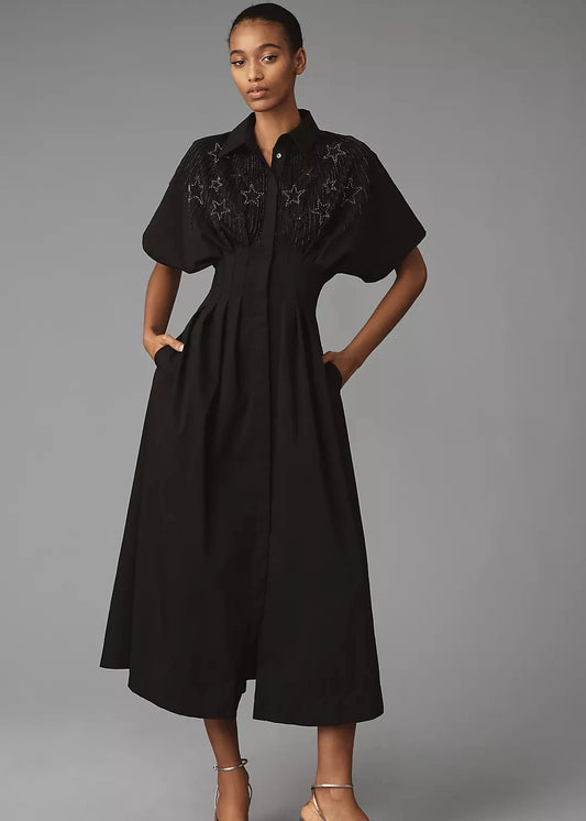 PLEATED STAR COTTON DRESS