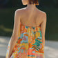 BUBBLE HEM PRINTED DRESS