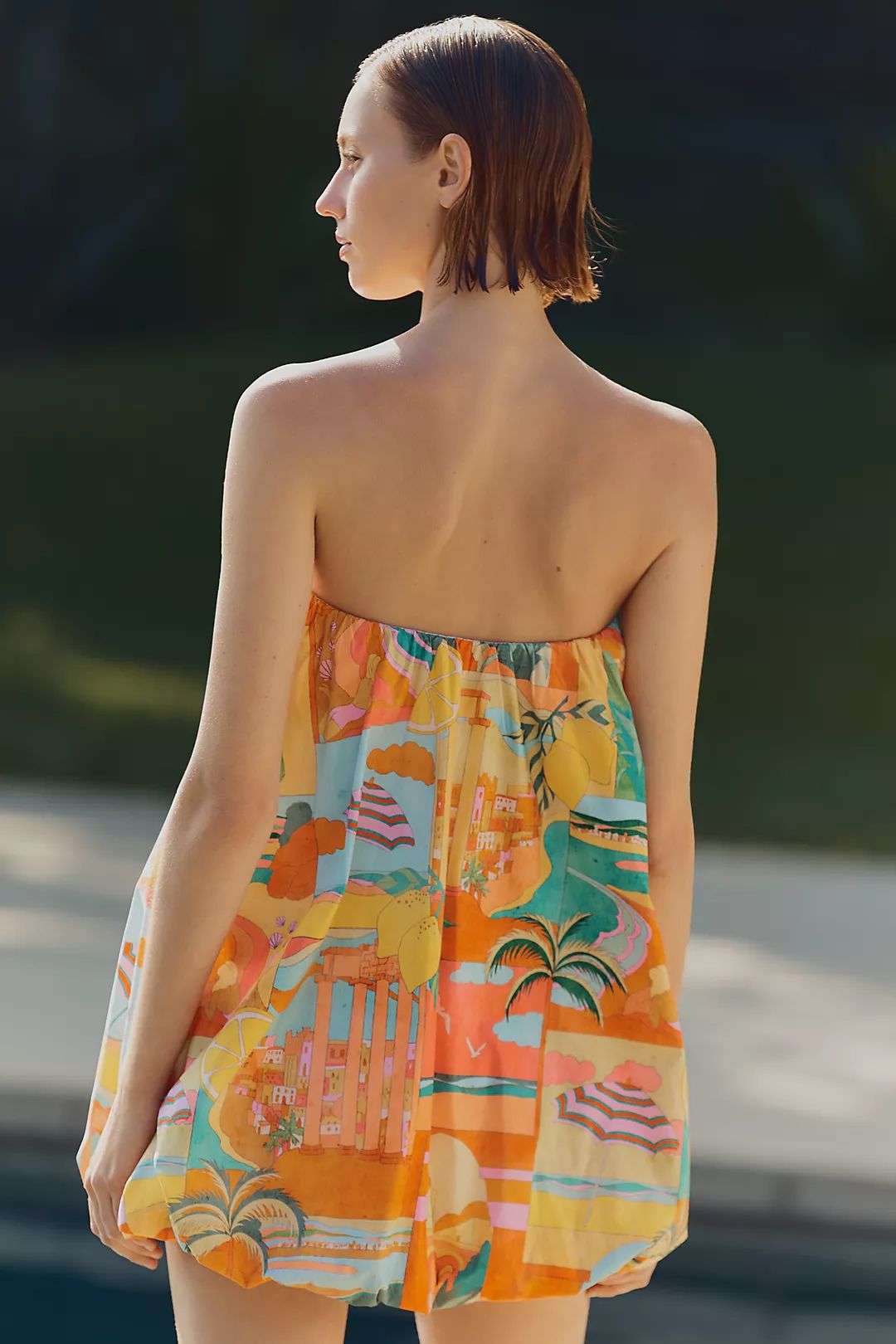 BUBBLE HEM PRINTED DRESS