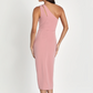 BLUSH ONE SHOULDER MIDI DRESS