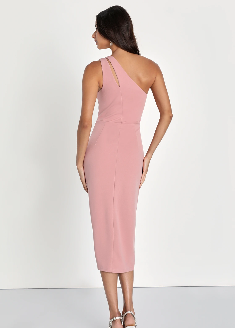 BLUSH ONE SHOULDER MIDI DRESS