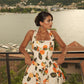TANGERINE ORANGE PRINT BUBBLE DRFESS