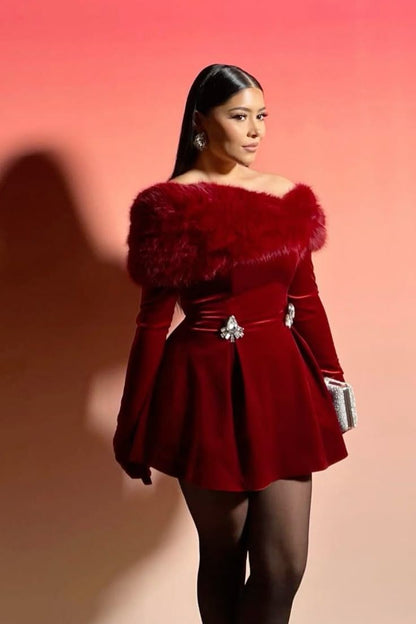 CHRISTMAS EVE FUR GLOVE DRESS