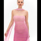 BLUSH AURA RUCHED MESH MAXI DRESS