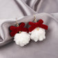 CHRISTMAS WINE VELVET BALL EARRINGS