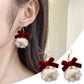 CHRISTMAS WINE VELVET BALL EARRINGS