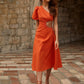 MILIN ORANGE TIE KNOT DRESS