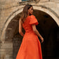 MILIN ORANGE TIE KNOT DRESS