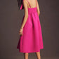 HOT PINK SIDE BOW MIDI DRESS