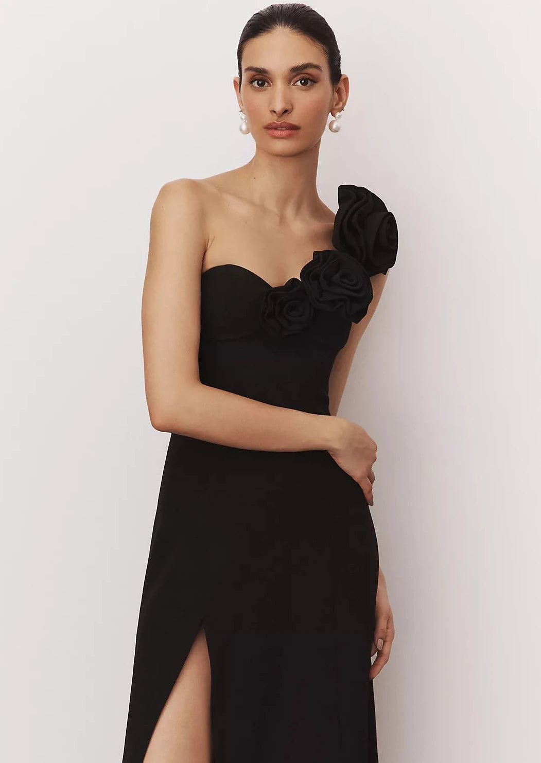 ONE SHOULDER ROSE DRESS