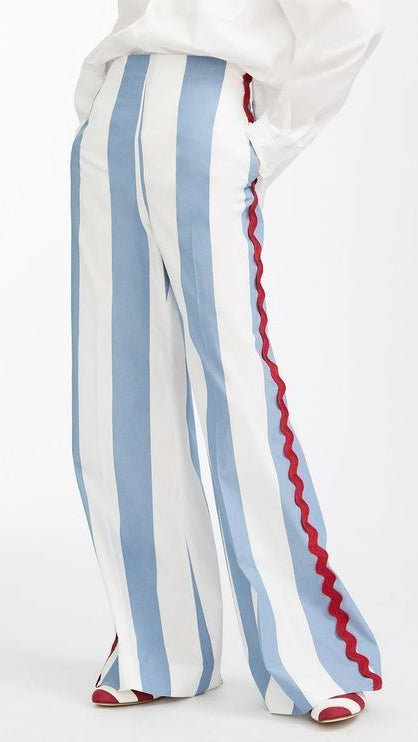 LINEN STRIPED RED LACE PANTS