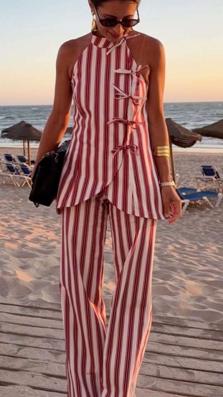 CHIC STRIPED VACATION CO-ORD