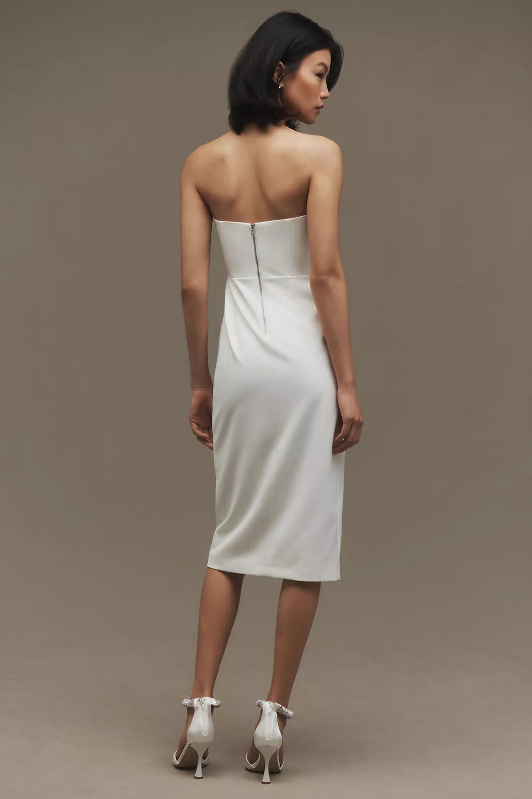 STRAPLESS DIAMOND WORK MIDI DRESS