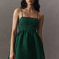 GREEN EMBELLISHED FLARE DRESS