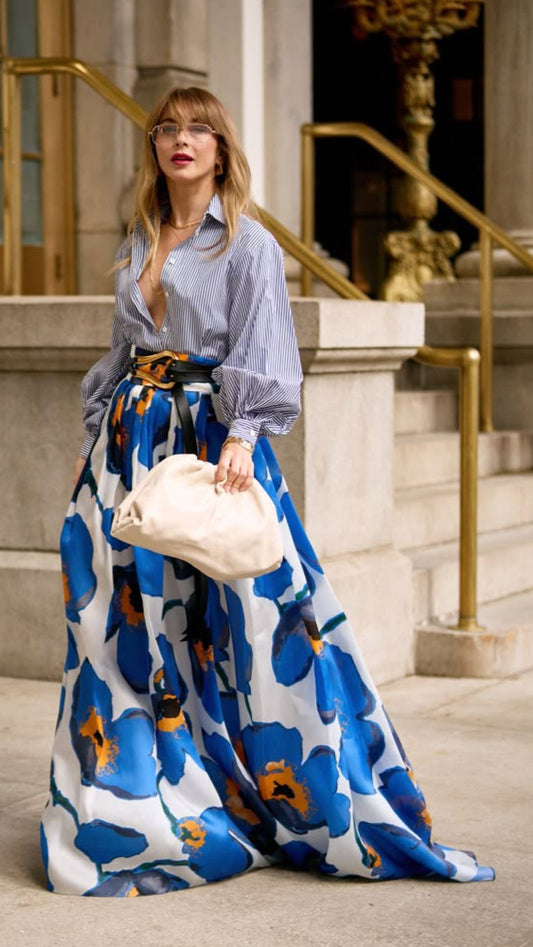 FLORAL BLUE MAXI SKIRT