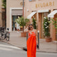 RED FISH EMBROIDERED MAXI DRESS